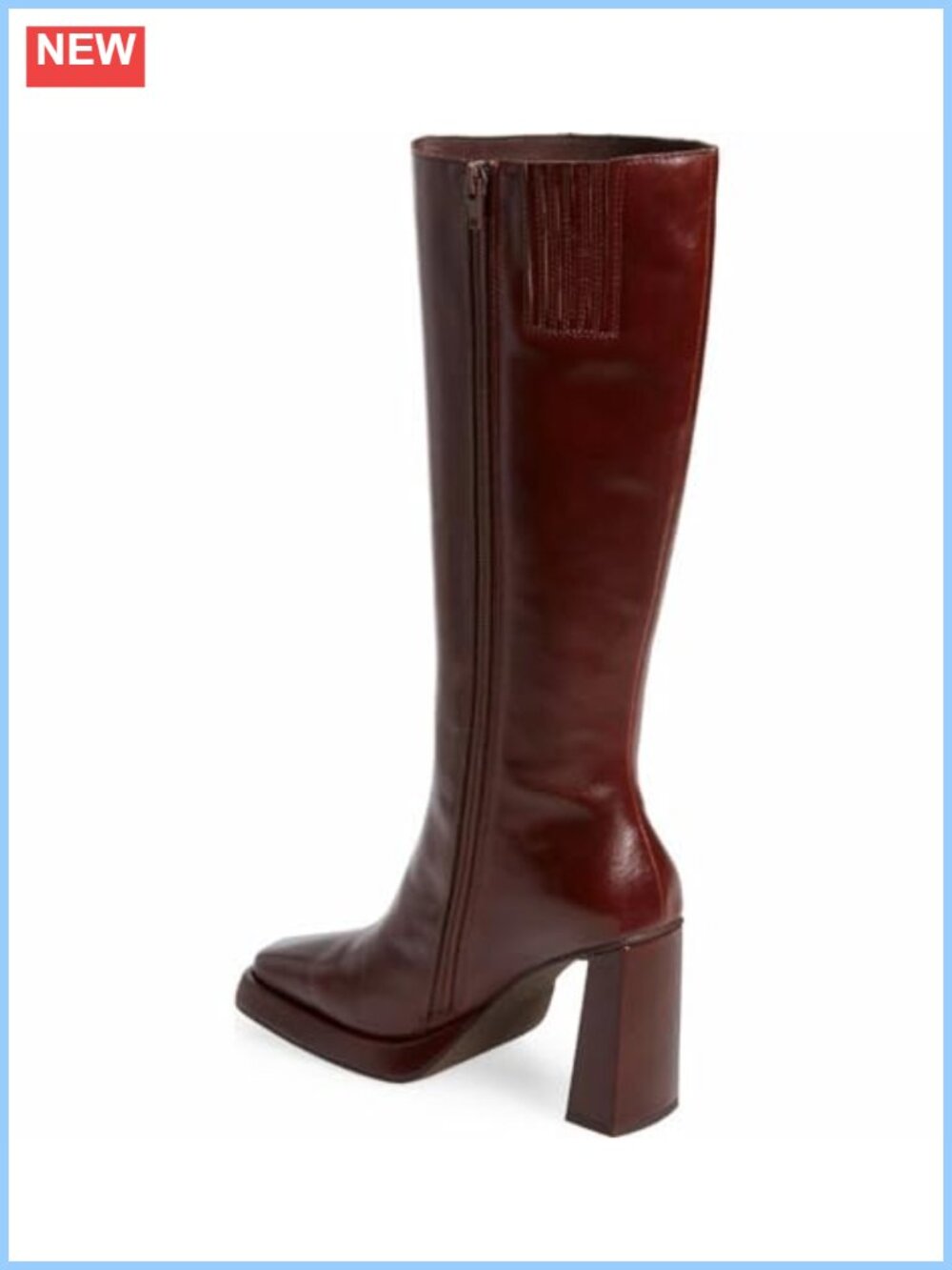 Vegan Leather Knee High Platform Boots Square Toe Chunky Block Heel Tall Boots - Picture 2 of 6
